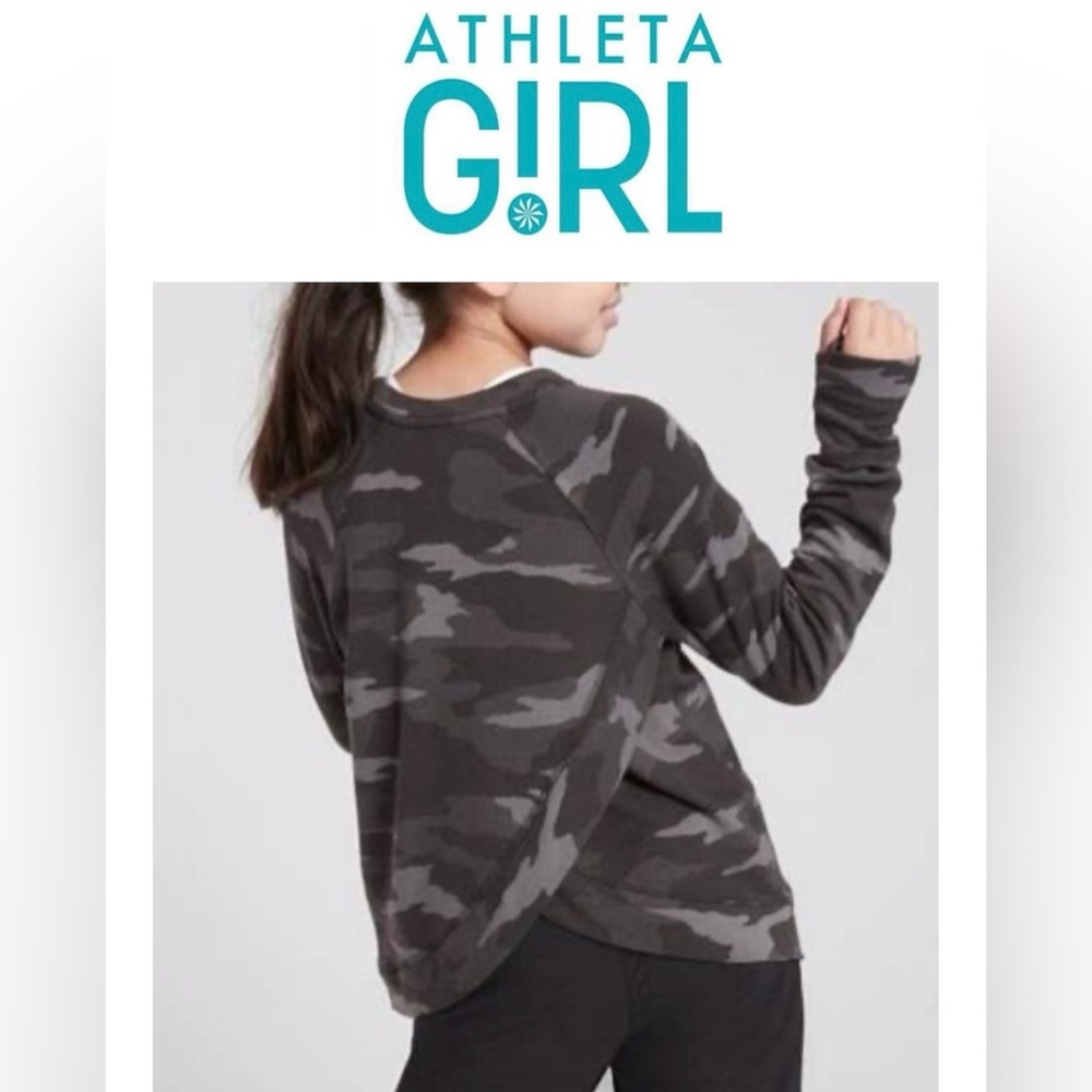 Athleta Girl Size XL/14 Cozy Cross Fingers Dark Camo‎ Sweatshirt